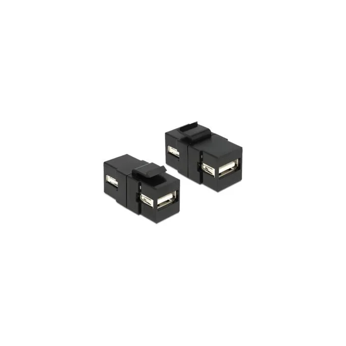 Delock Keystone Modul USB 2.0 A Buchse to USB 2.0 A Buchse schwarz — image 1