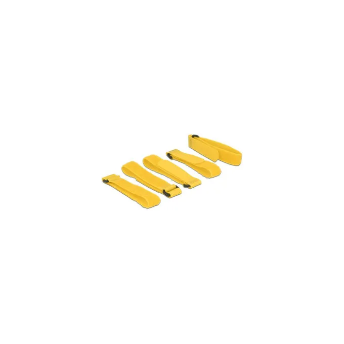 Delock Klett-Kabelbinder L 300 mm x B 20 mm 5 Stück mit Schlaufe gelb — image 1