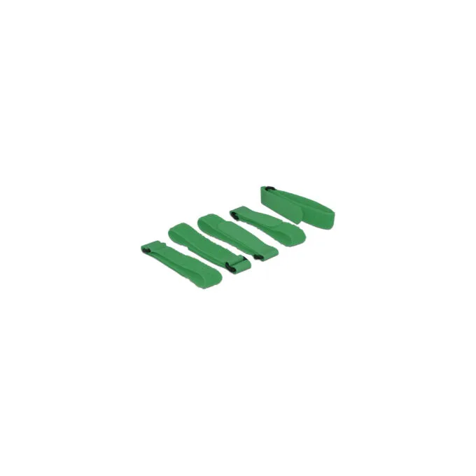 Delock Klett-Kabelbinder L 300 mm x B 20 mm 5 Stück mit Schlaufe grün — image 1