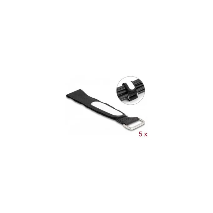 Delock Klettkabelbinder mit Schlaufe und Beschriftungsfeld L 203 x B 20 mm schwarz 5 Stück — image 1