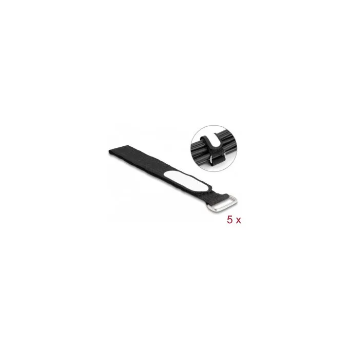 Delock Klettkabelbinder mit Schlaufe und Beschriftungsfeld L 305 x B 25 mm schwarz 5 Stück — image 1