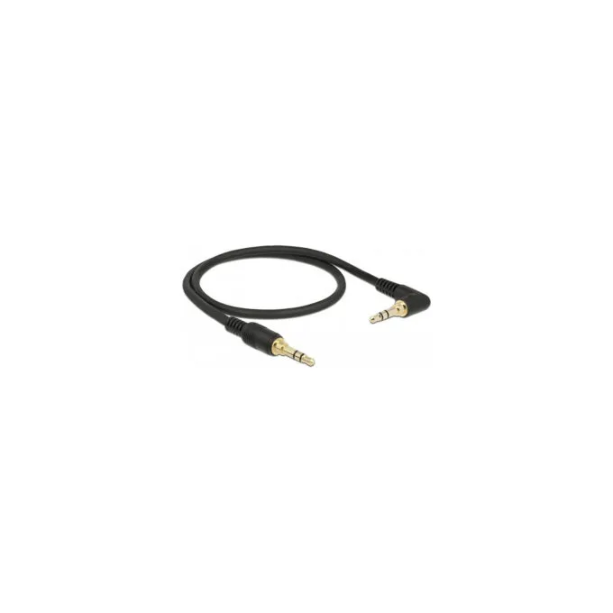 Delock Klinkenkabel 3.5 mm 3 Pin Stecker to Stecker gewinkelt 0.5 m schwarz — image 1