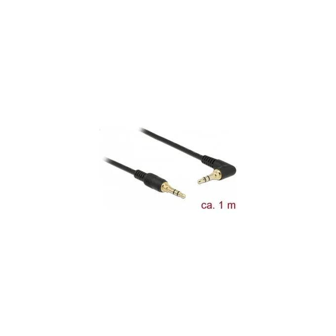 Delock Klinkenkabel 3.5 mm 3 Pin Stecker to Stecker gewinkelt 1 m schwarz — image 1