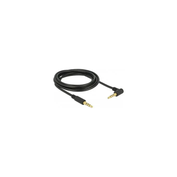 Delock Klinkenkabel 3.5 mm 4 Pin Stecker to Stecker gewinkelt 3 m schwarz — image 2