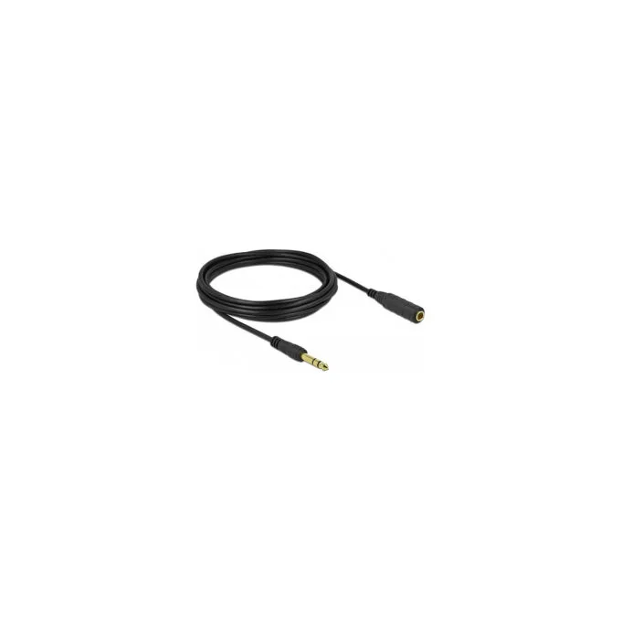 Delock Klinkenverlängerungskabel 6.35 mm 3 Pin Stecker zu Buchse 5 m schwarz — image 2