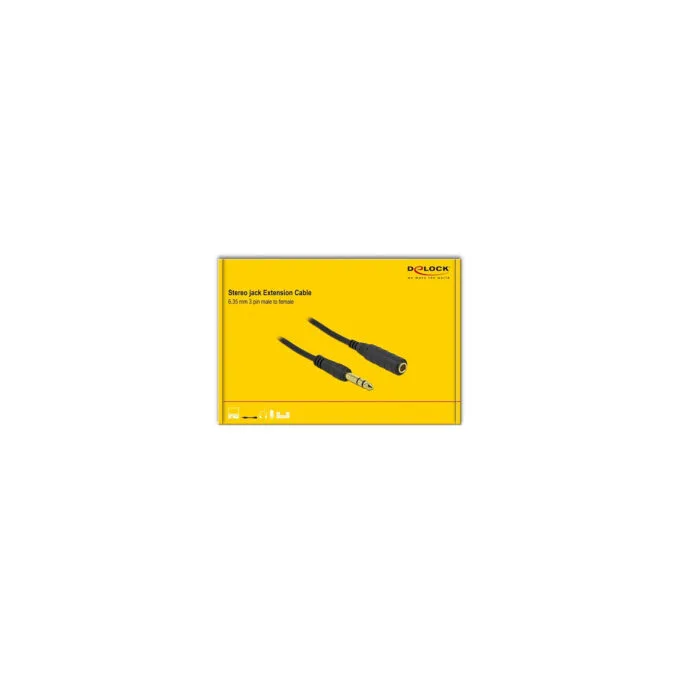 Delock Klinkenverlängerungskabel 6.35 mm 3 Pin Stecker zu Buchse 5 m schwarz — image 3