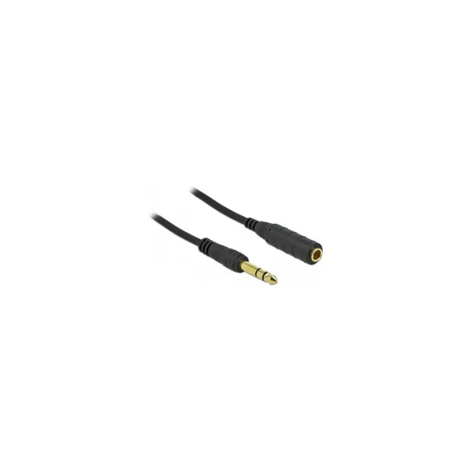 Delock Klinkenverlängerungskabel 6.35 mm 3 Pin Stecker zu Buchse 5 m schwarz — image 1