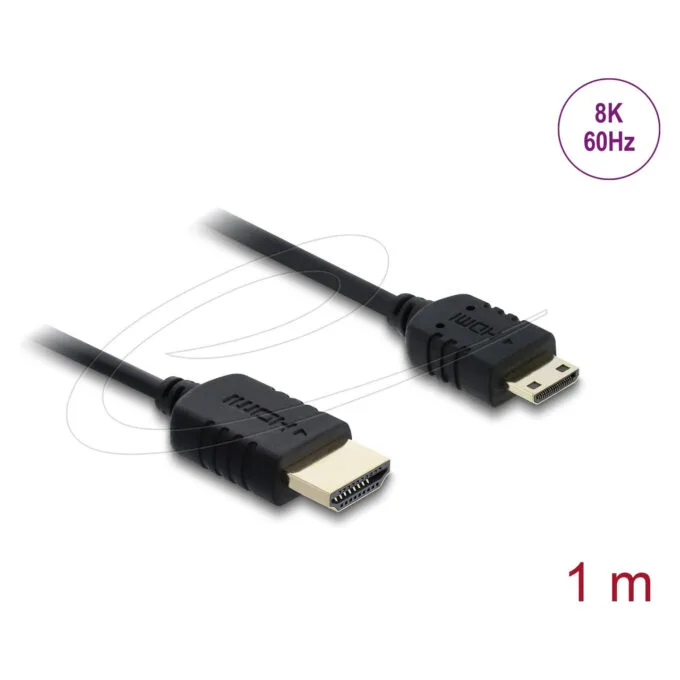 Delock Koaxiales High Speed HDMI Kabel HDMI Stecker zu Mini HDMI Stecker 8K 60 Hz 1 m — image 2