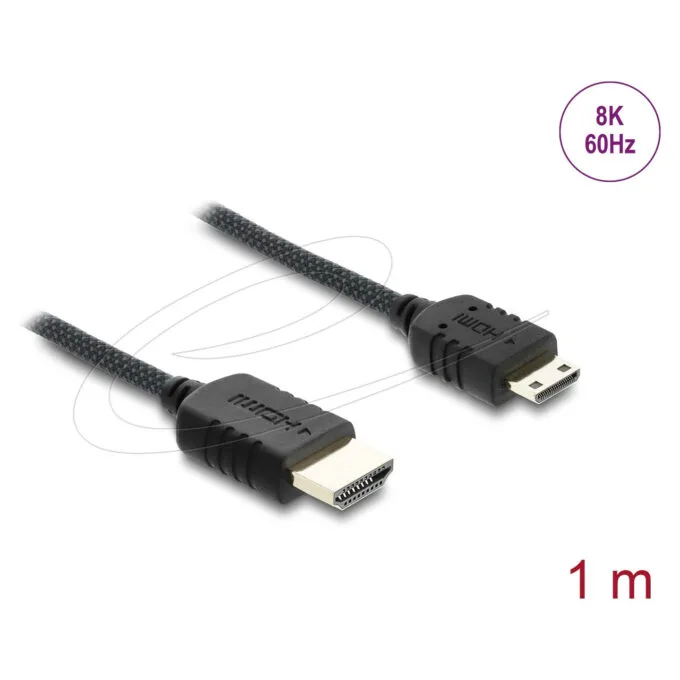 Delock Koaxiales High Speed HDMI Kabel HDMI Stecker zu Mini HDMI Stecker 8K 60 Hz mit Geflechtmantel 1 m — image 2