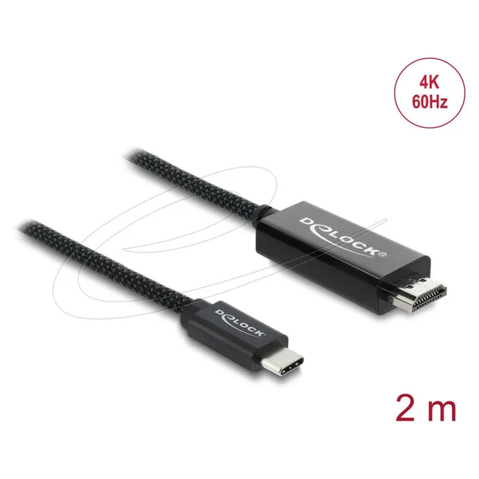 Delock Koaxiales USB Type-CTM zu HDMI Kabel (DP Alt Mode) 4K 60 Hz mit Geflechtmantel 2 m — image 2