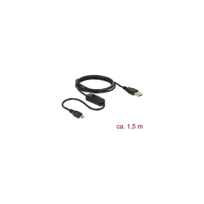 Delock Ladekabel USB 2.0 Typ-A Stecker to USB 2.0 Micro-B Stecker mit Schalter für Raspberry Pi 1.5 m — image 1