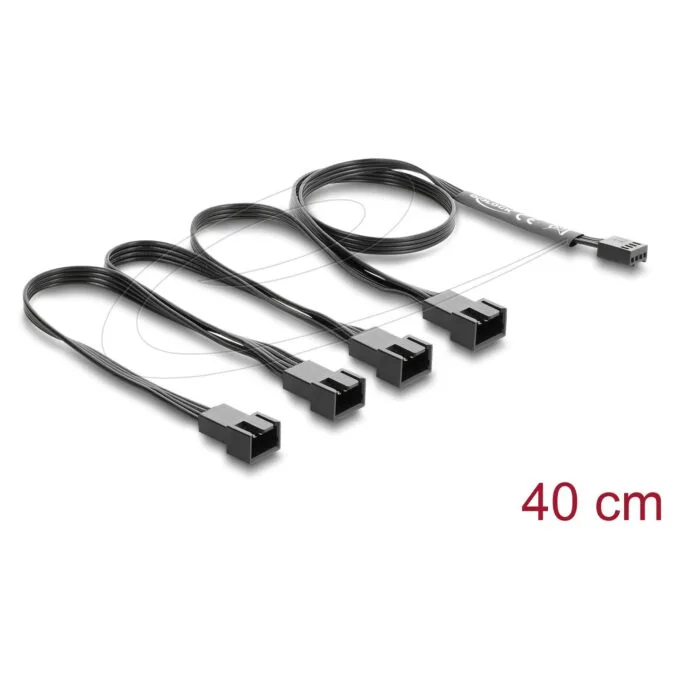 Delock Lüfterkabel Splitter 1 x 4 Pin PWM Buchse zu 4 x 4 Pin PWM Stecker schwarz ? 40 cm Länge mit 20 cm Abzweigen — image 2