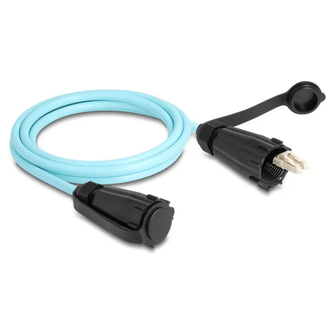Delock LWL Kabel LC Duplex zu LC Duplex mit Verschlusskappe Multimode OM3 IP68 staub- und wasserdicht 2 m — image 2