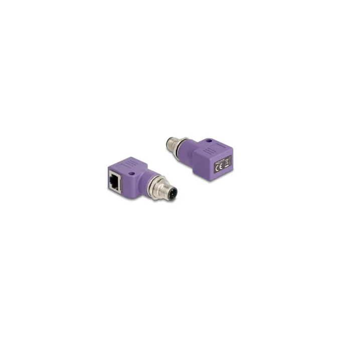 Delock M12 Adapter A-kodiert 8 Pin Stecker zu RJ45 Buchse Cat.5e mit Befestigungsloch gerade orange — image 2
