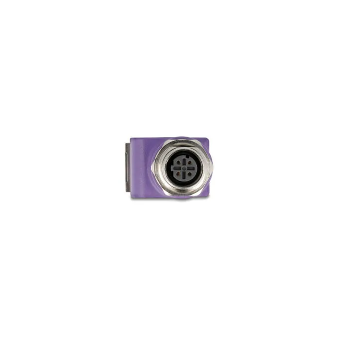 Delock M12 Adapter D-kodiert 4 Pin Buchse zu RJ45 Buchse Cat.5e mit Befestigungsloch 90° gewinkelt violett — image 2