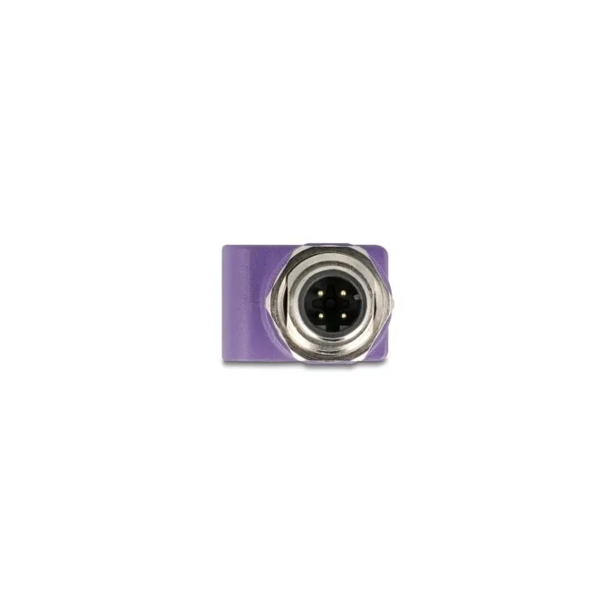 Delock M12 Adapter D-kodiert 4 Pin Stecker zu RJ45 Buchse Cat.5e mit Befestigungsloch gerade violett — image 2