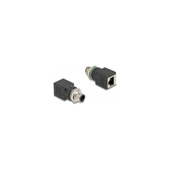 Delock M12 Adapter D-kodiert 4 Pin Stecker zu RJ45 Buchse gerade — image 1