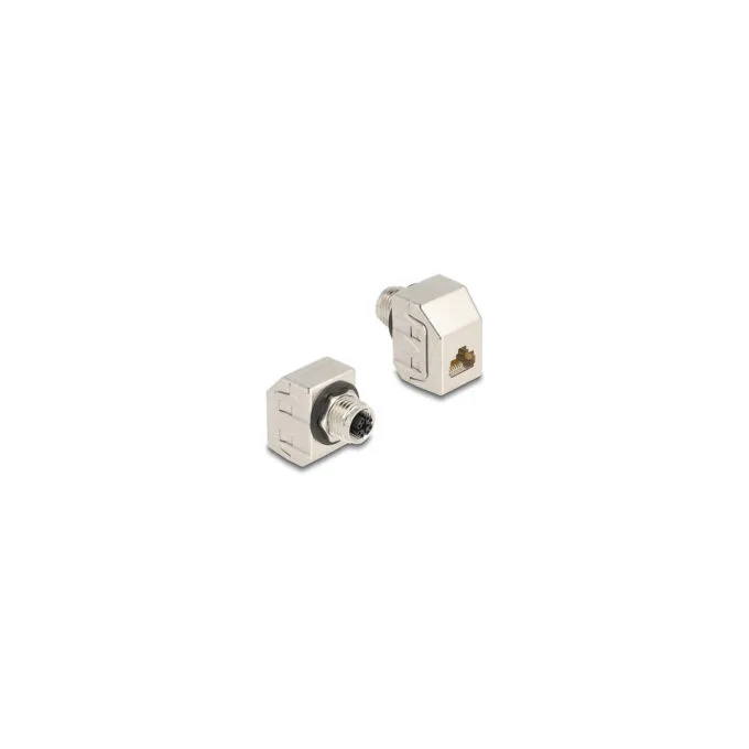 Delock M12 Adapter X-kodiert 8 Pin Buchse zu RJ45 Buchse Cat.6A STP Metall — image 1