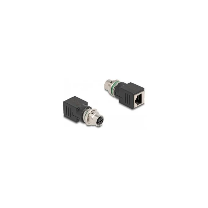 Delock M12 Adapter X-kodiert 8 Pin Buchse zu RJ45 Buchse gerade — image 1