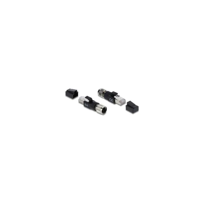 Delock M12 Adapter X-kodiert 8 Pin Buchse zu RJ45 Stecker schwarz — image 2