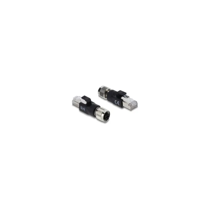 Delock M12 Adapter X-kodiert 8 Pin Buchse zu RJ45 Stecker schwarz — image 1