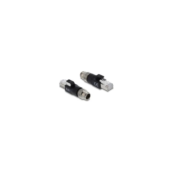 Delock M12 Adapter X-kodiert 8 Pin Stecker zu RJ45 Stecker schwarz — image 1