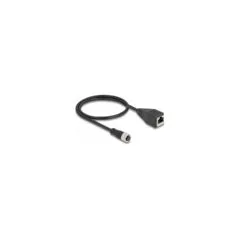 Delock M12 Adapterkabel D-kodiert 4 Pin Buchse zu RJ45 Buchse 50 cm