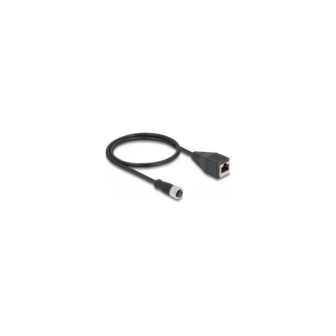 Delock M12 Adapterkabel D-kodiert 4 Pin Buchse zu RJ45 Buchse 50 cm — image 1