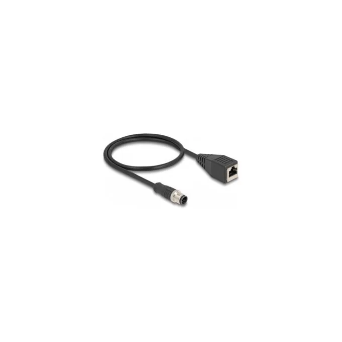 Delock M12 Adapterkabel D-kodiert 4 Pin Stecker zu RJ45 Buchse 50 cm — image 1