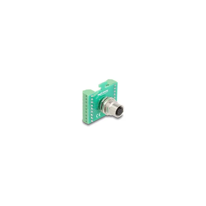 Delock M12 Übergabemodul Adapter A-kodiert 17 Pin Buchse zu 18 Pin Terminalblock zum Einbau — image 1