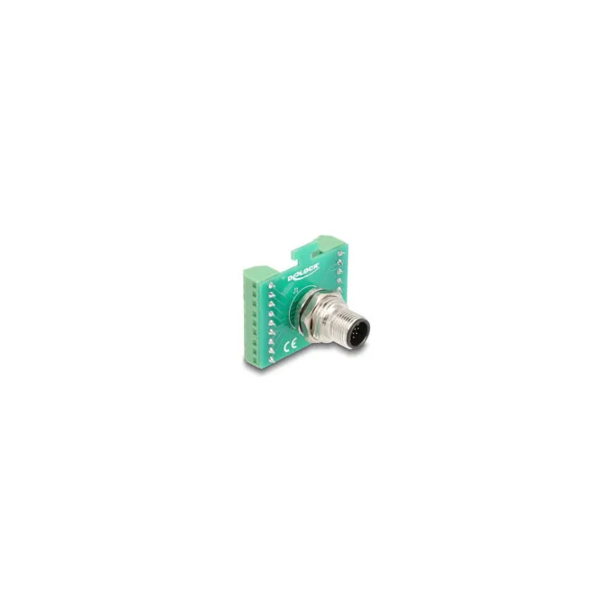 Delock M12 Übergabemodul Adapter A-kodiert 17 Pin Stecker zu 18 Pin Terminalblock zum Einbau — image 1