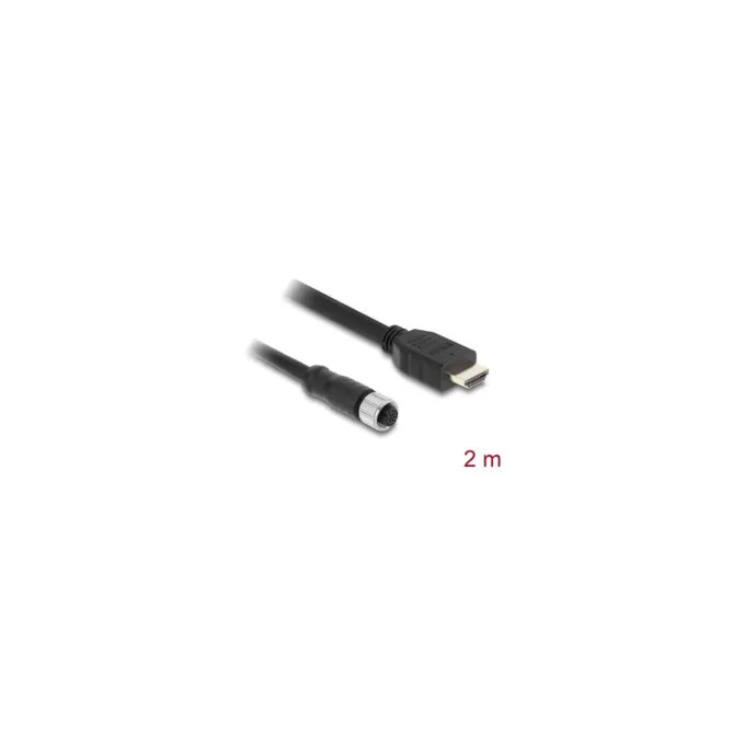 Delock M12 Kabel A-kodiert 17 Pin Buchse zu HDMI Stecker 2 m schwarz — image 2