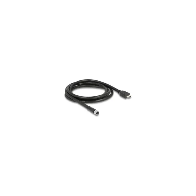 Delock M12 Kabel A-kodiert 17 Pin Buchse zu HDMI Stecker 2 m schwarz — image 1