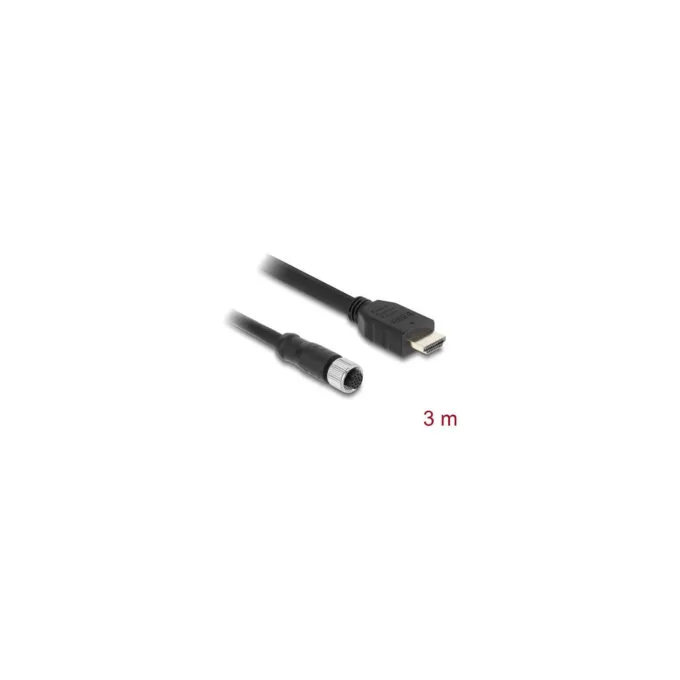 Delock M12 Kabel A-kodiert 17 Pin Buchse zu HDMI Stecker 3 m schwarz — image 2