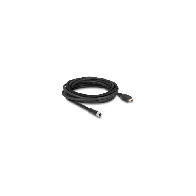 Delock M12 Kabel A-kodiert 17 Pin Buchse zu HDMI Stecker 5 m schwarz — image 1
