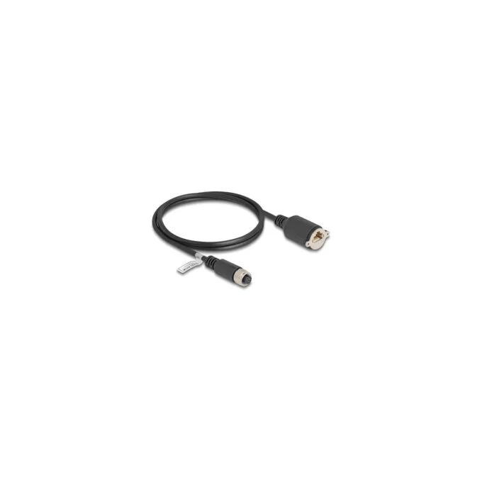 Delock M12 Kabel A-kodiert 8 Pin Buchse zu RJ45 Buchse zum Einbau Cat.5e FTP 1 m schwarz — image 1
