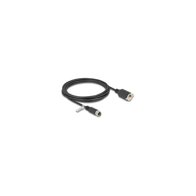 Delock M12 Kabel A-kodiert 8 Pin Buchse zu RJ45 Buchse zum Einbau Cat.5e FTP 3 m schwarz — image 1