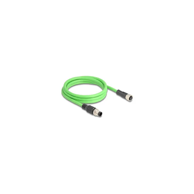 Delock M12 Kabel A-kodiert 8 Pin Stecker zu Buchse PUR (TPU) 2 m — image 1