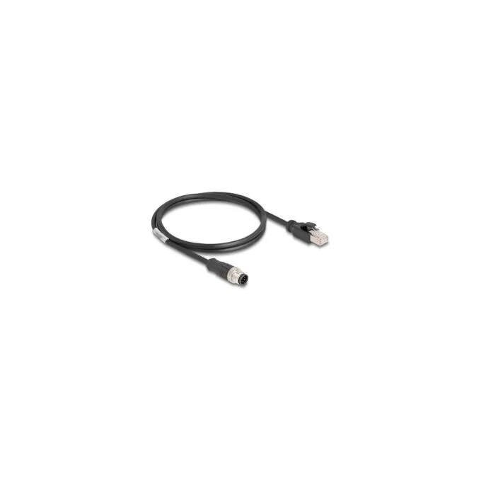 Delock M12 Kabel A-kodiert 8 Pin Stecker zu RJ45 Stecker PVC 1 m — image 1