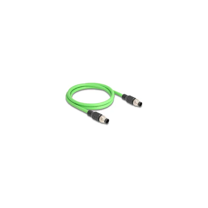 Delock M12 Kabel A-kodiert 8 Pin Stecker zu Stecker PUR (TPU) 1 m — image 1