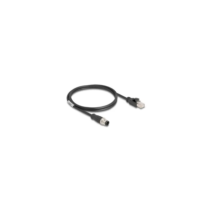 Delock M12 Kabel D-kodiert 4 Pin Stecker zu RJ45 Stecker PVC 1 m — image 1