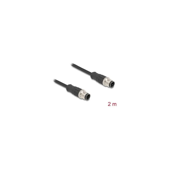 Delock M12 Kabel D-kodiert 4 Pin Stecker zu Stecker PVC 2 m — image 3