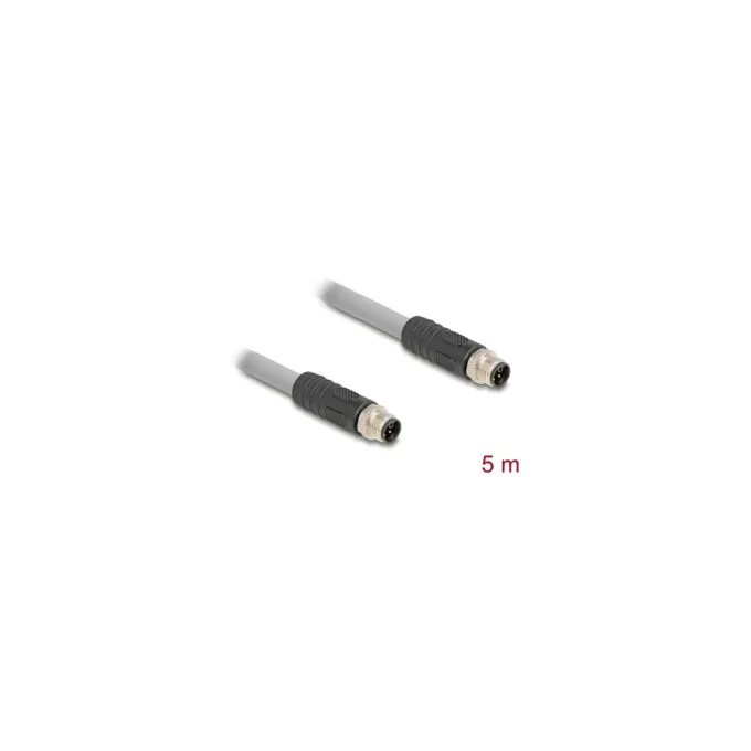 Delock M12 Kabel L-kodiert 5 Pin Stecker zu Stecker PUR schleppkettentauglich 5 m grau — image 2