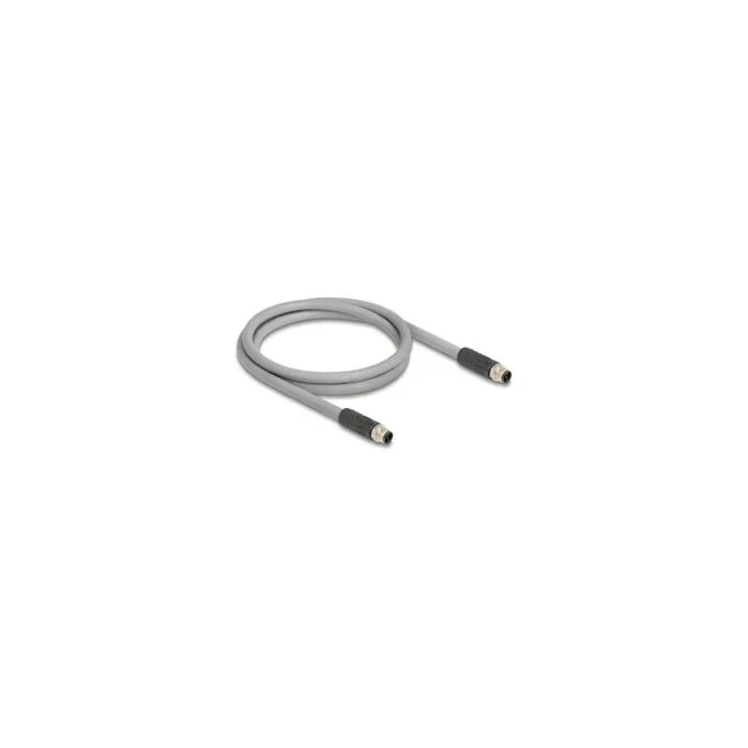 Delock M12 Kabel L-kodiert 5 Pin Stecker zu Stecker PUR schleppkettentauglich 5 m grau — image 1