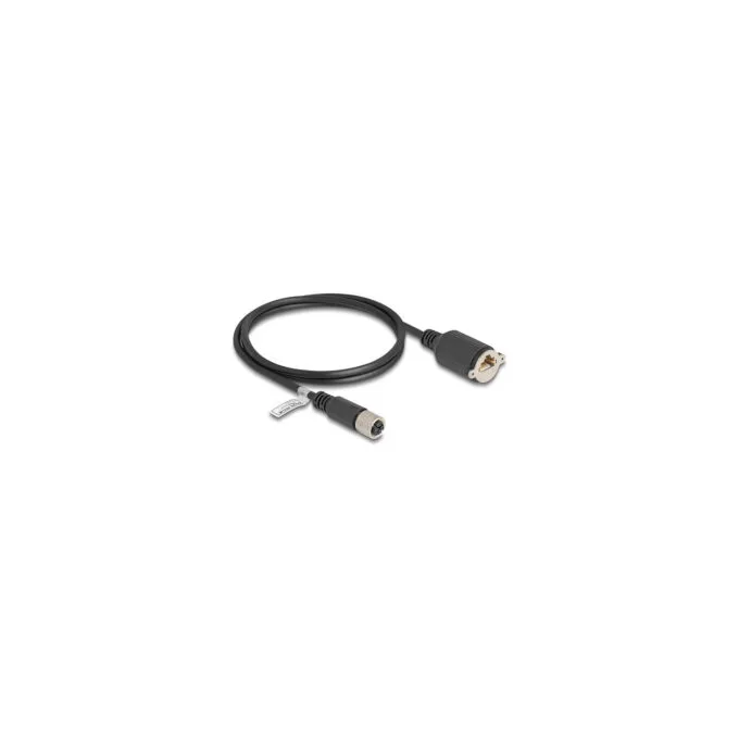 Delock M12 Kabel X-kodiert 8 Pin Buchse zu RJ45 Buchse zum Einbau Cat.6A S FTP 1 m schwarz — image 1