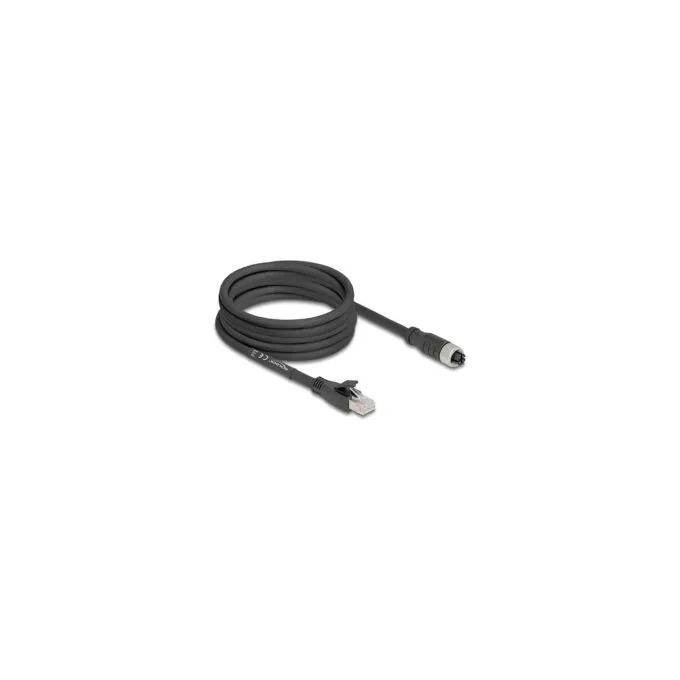 Delock M12 Kabel X-kodiert 8 Pin Buchse zu RJ45 Stecker Cat.5e S FTP flexibel 5 m schwarz — image 2