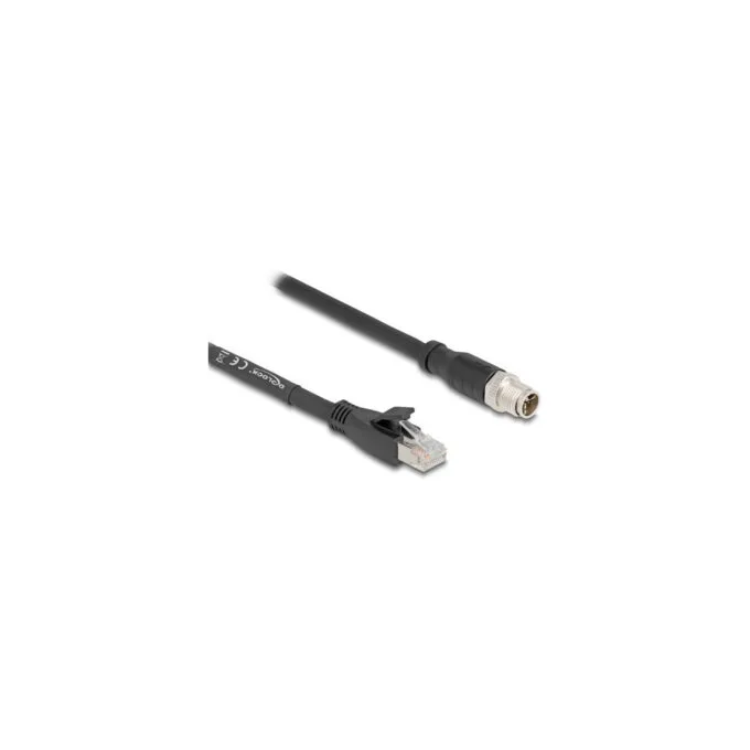 Delock M12 Kabel X-kodiert 8 Pin Stecker zu RJ45 Stecker Cat.5e S FTP flexibel 5 m schwarz — image 1