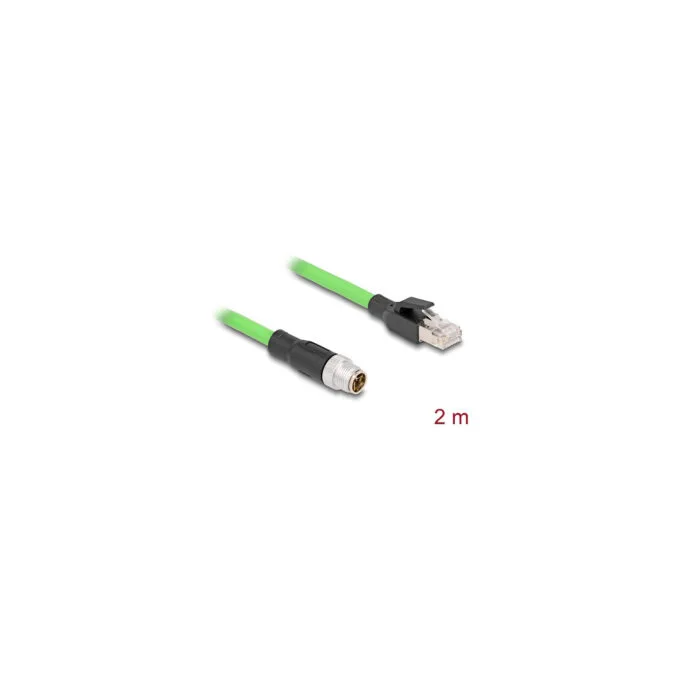 Delock M12 Kabel X-kodiert 8 Pin Stecker zu RJ45 Stecker PUR (TPU) 2 m — image 1