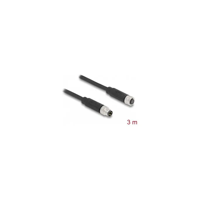Delock M8 A-kodiert 3 Pin Kabel Stecker zu Buchse PUR (TPU) 3 m — image 2