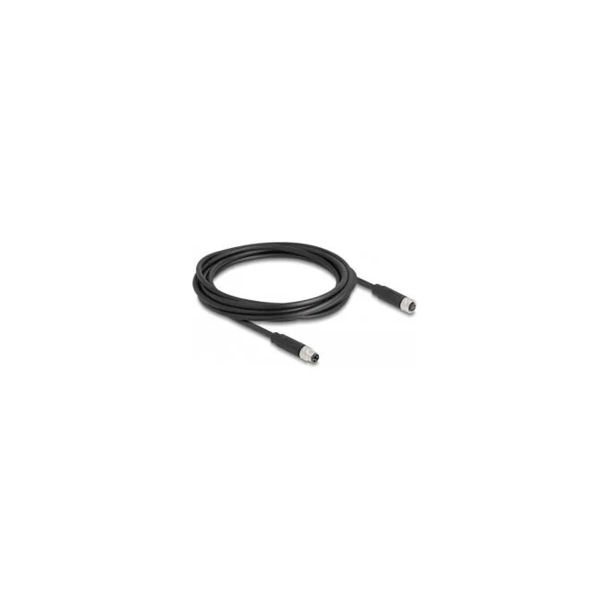 Delock M8 A-kodiert 3 Pin Kabel Stecker zu Buchse PUR (TPU) 3 m — image 1